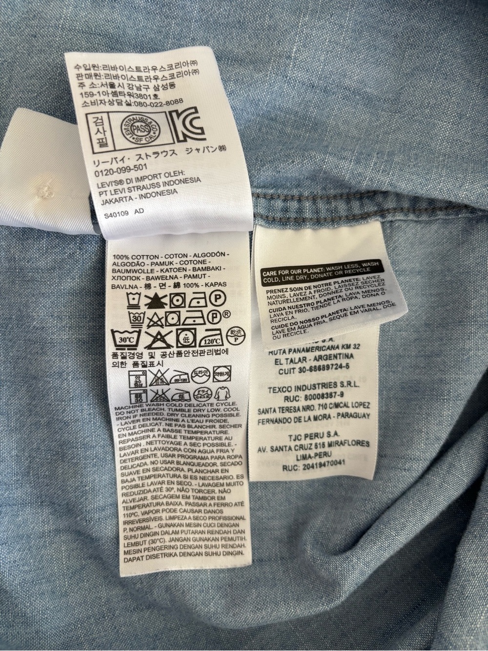 Vintage Levi’s Chambray Short Sleeve Shirt Men’s L Red Tab Two Pocket Denim - Picture 5 of 10